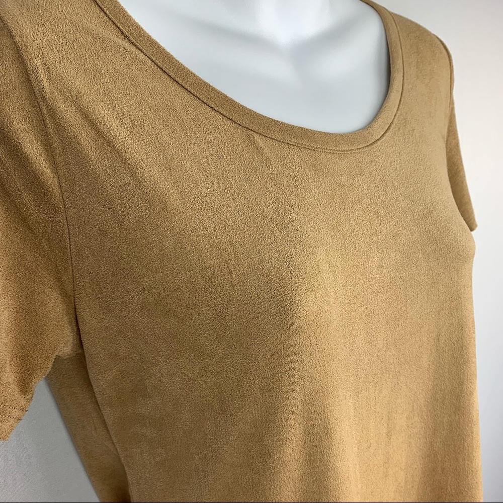 Heart Hips Tan SOFT Short Sleeve Suede-Like Dress - Picture 3 of 8